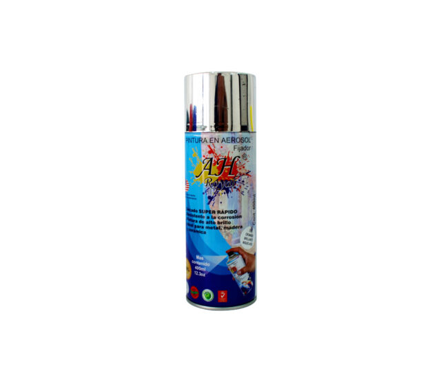 Pintura en aerosol AH Royal Cromado brillante niquelado caja x12 unds