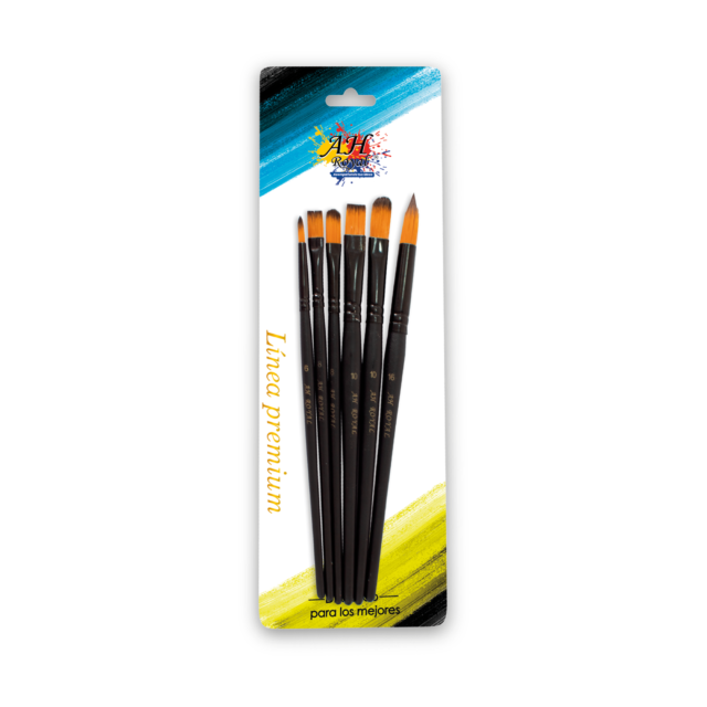 Pincel AH ROYAL Linea Premium Negro Surtidox6 unidades