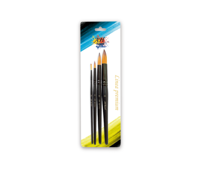 Pincel AH ROYAL Negro Linea Premium Surtido x4 unidades