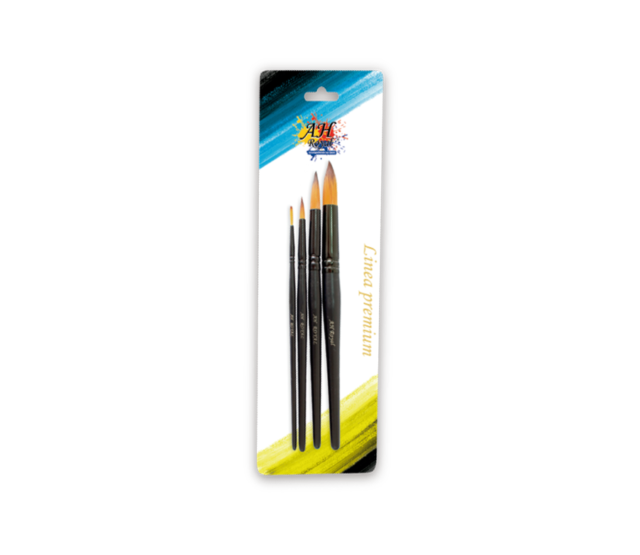Pincel AH ROYAL Negro Linea Premium x4 unidades redondo
