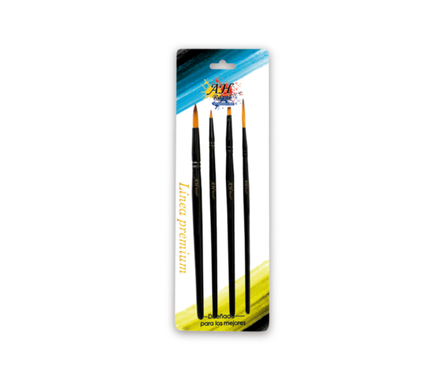 Pincel AH ROYAL Linea Premium Negro Surtido x4 unidades