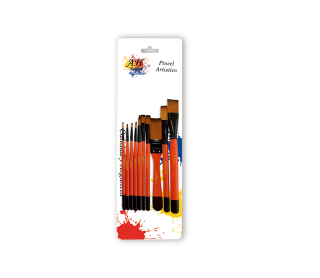 Pincel AH ROYAL Juego Amarillo Punta Quemada x10
