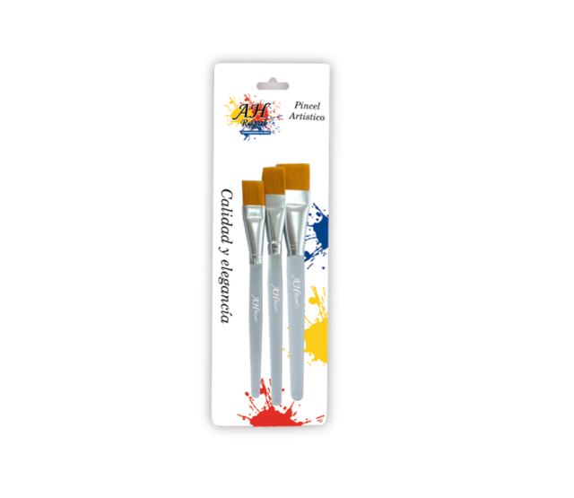 Pincel AH ROYAL Plano Acrilico Juego x3 Display x10