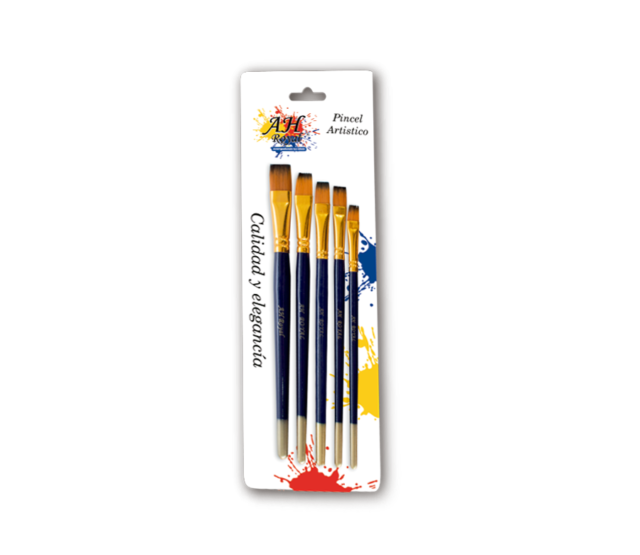 Pincel AH ROYAL Juego Plano Surtido x5 No.1.5, 1", 3/4, 1/2, 10. Display x10