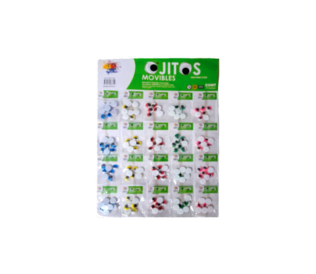 Cartón de ojitos 5 modelos con pestañas display por 20 unds